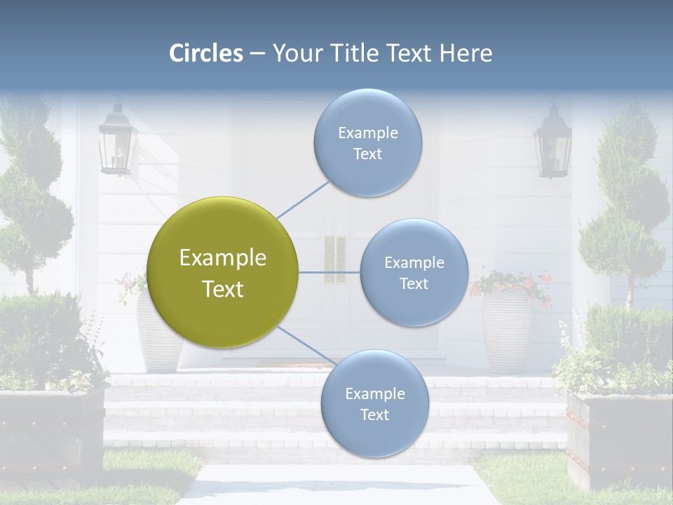 A White House With Potted Plants And A White Door PowerPoint Template