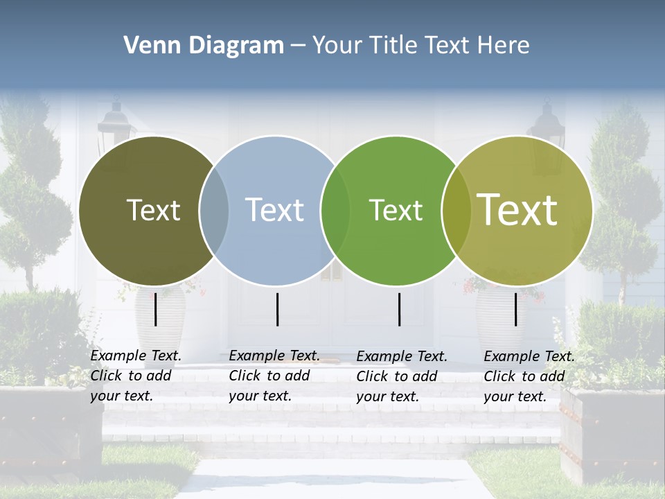 A White House With Potted Plants And A White Door PowerPoint Template