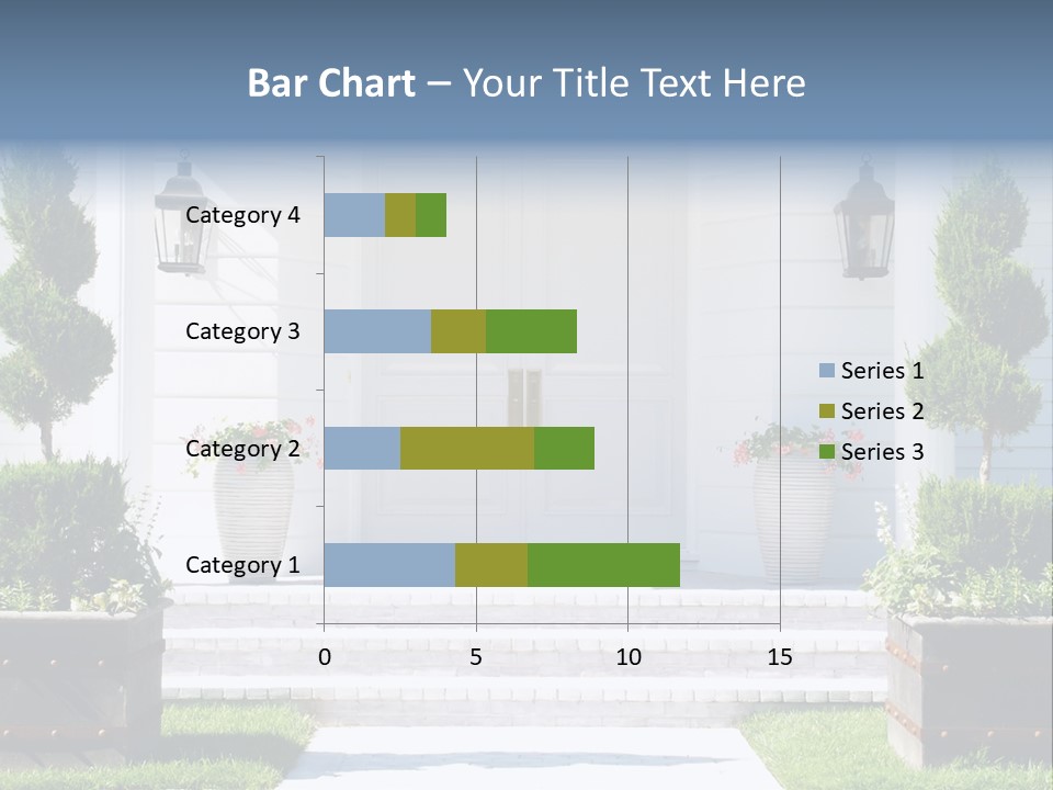 A White House With Potted Plants And A White Door PowerPoint Template