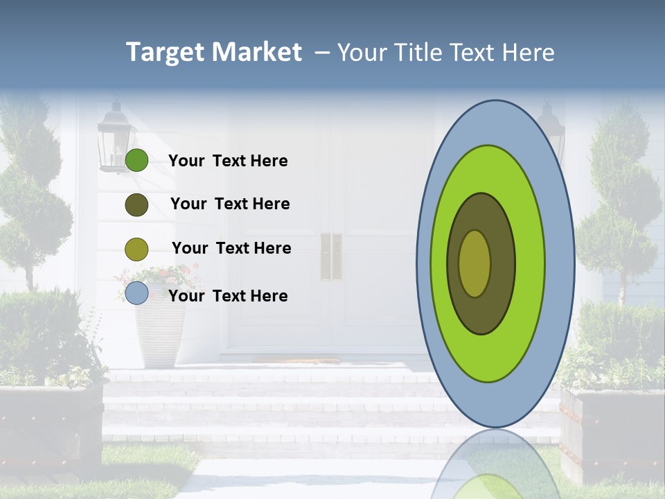 A White House With Potted Plants And A White Door PowerPoint Template
