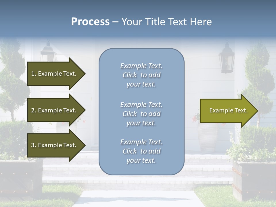 A White House With Potted Plants And A White Door PowerPoint Template
