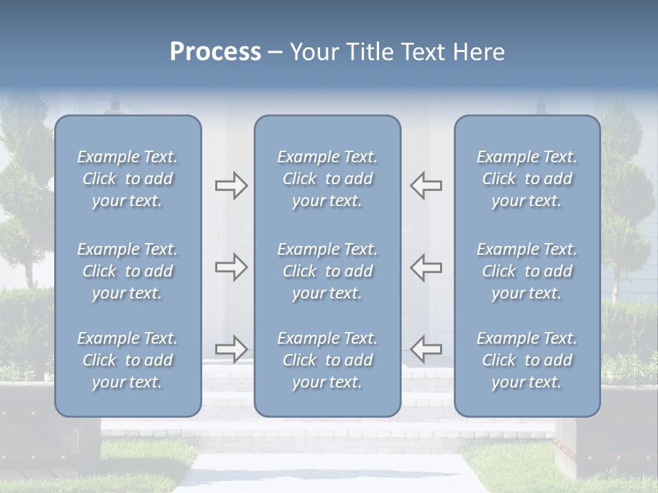 A White House With Potted Plants And A White Door PowerPoint Template