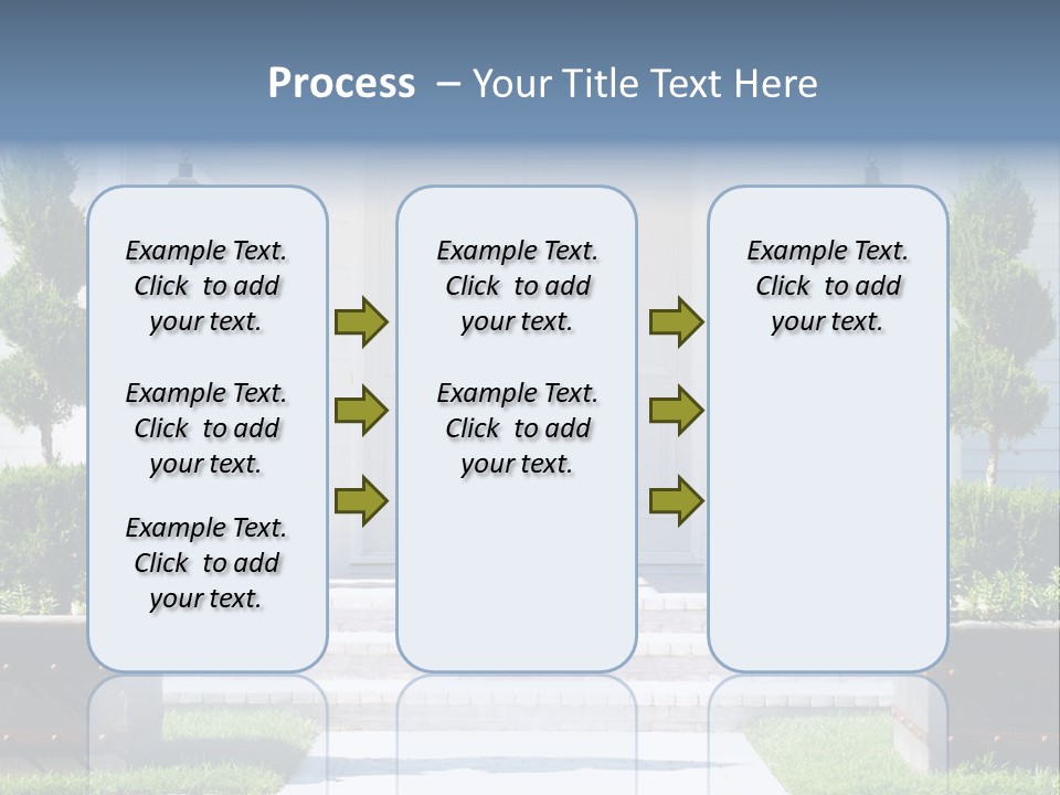 A White House With Potted Plants And A White Door PowerPoint Template