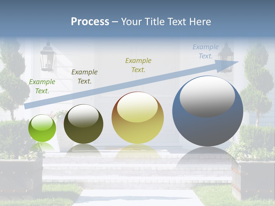 A White House With Potted Plants And A White Door PowerPoint Template