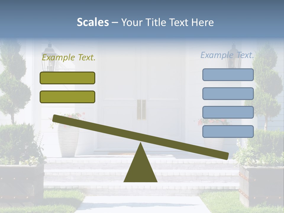 A White House With Potted Plants And A White Door PowerPoint Template