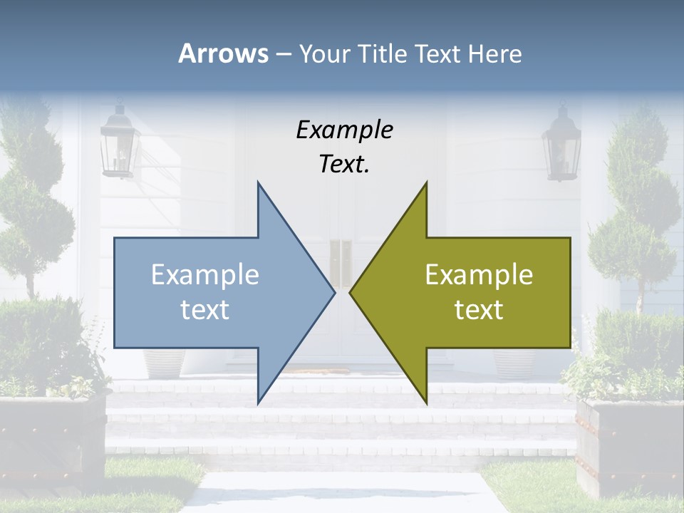 A White House With Potted Plants And A White Door PowerPoint Template