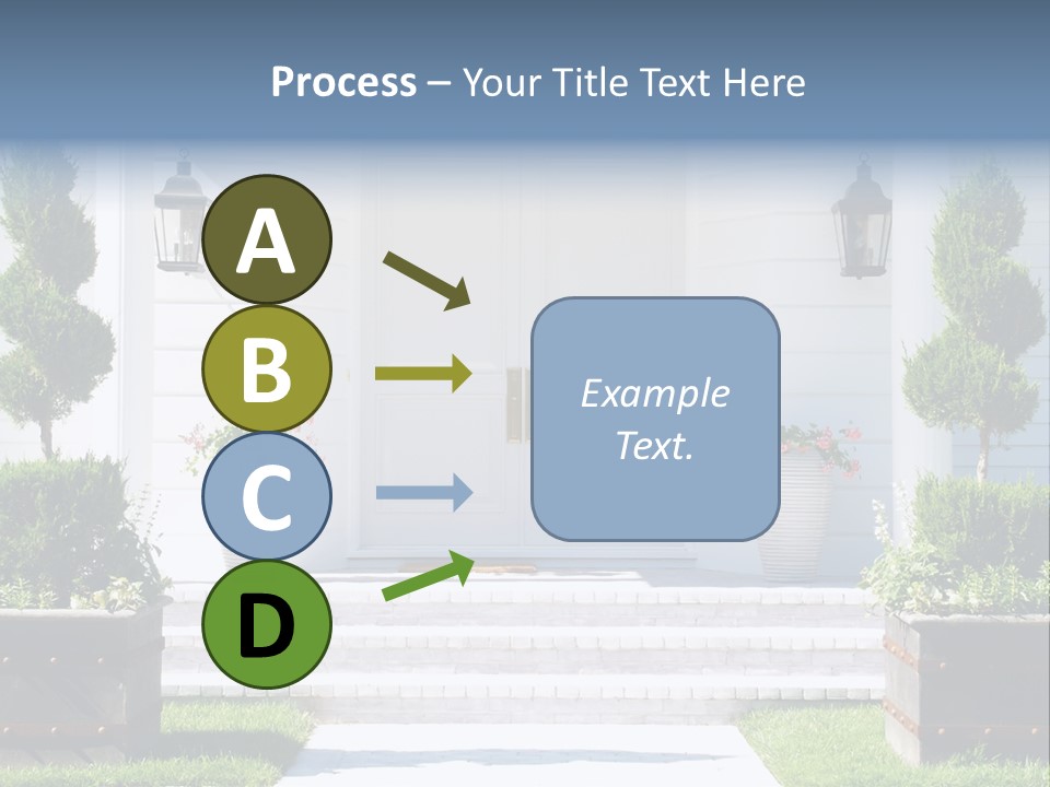 A White House With Potted Plants And A White Door PowerPoint Template