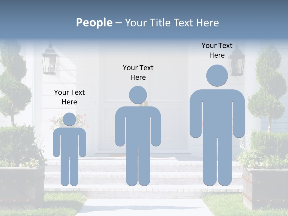 A White House With Potted Plants And A White Door PowerPoint Template