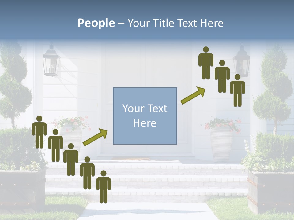 A White House With Potted Plants And A White Door PowerPoint Template