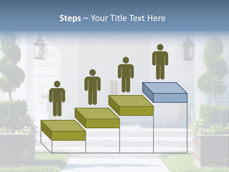 A White House With Potted Plants And A White Door PowerPoint Template