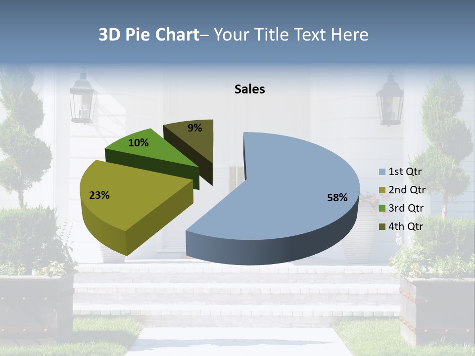 A White House With Potted Plants And A White Door PowerPoint Template