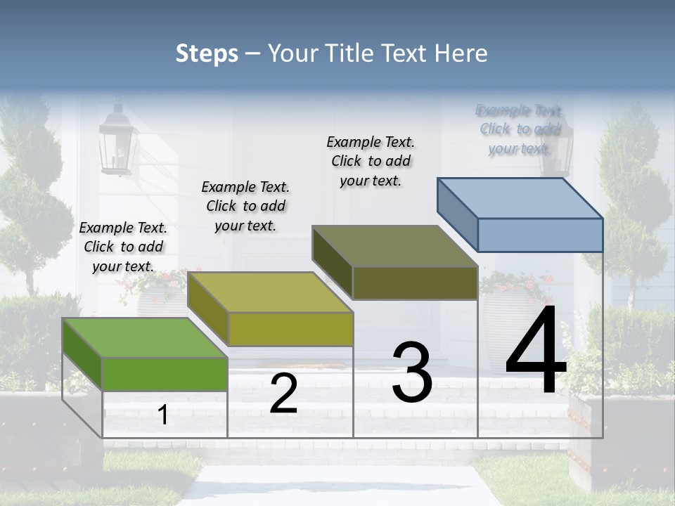 A White House With Potted Plants And A White Door PowerPoint Template