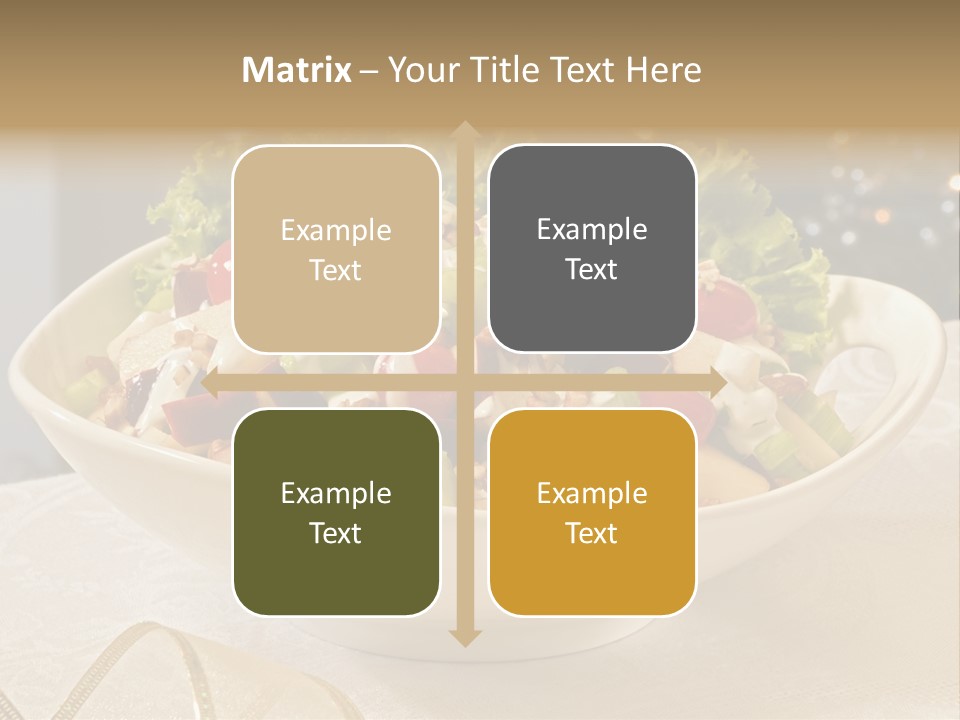 A White Bowl Filled With A Salad On Top Of A Table PowerPoint Template