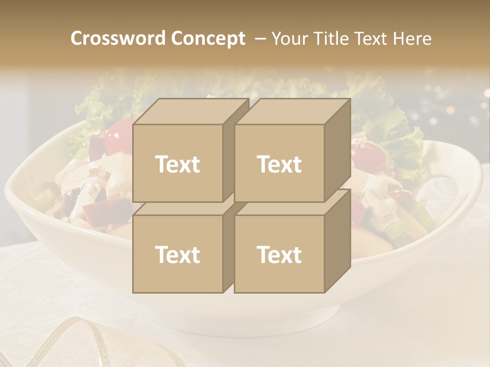 A White Bowl Filled With A Salad On Top Of A Table PowerPoint Template
