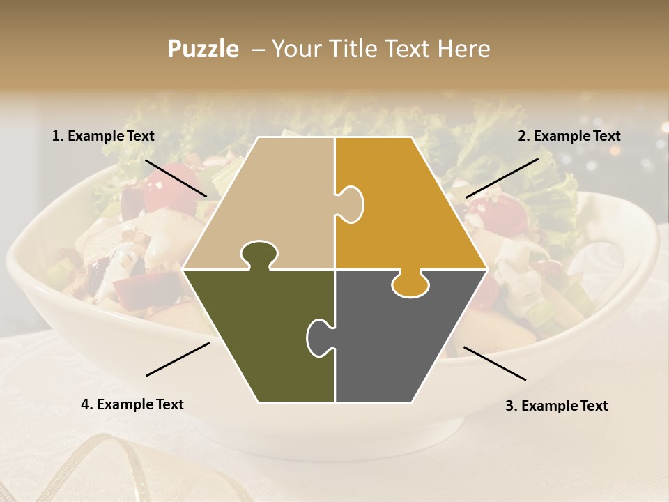 A White Bowl Filled With A Salad On Top Of A Table PowerPoint Template