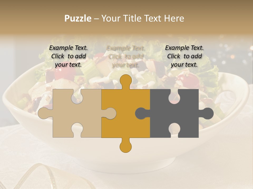 A White Bowl Filled With A Salad On Top Of A Table PowerPoint Template