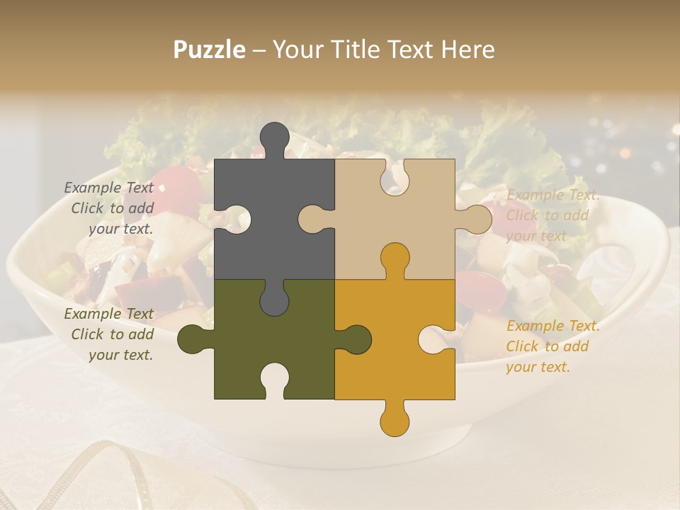 A White Bowl Filled With A Salad On Top Of A Table PowerPoint Template