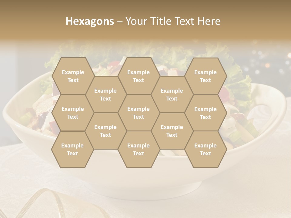 A White Bowl Filled With A Salad On Top Of A Table PowerPoint Template