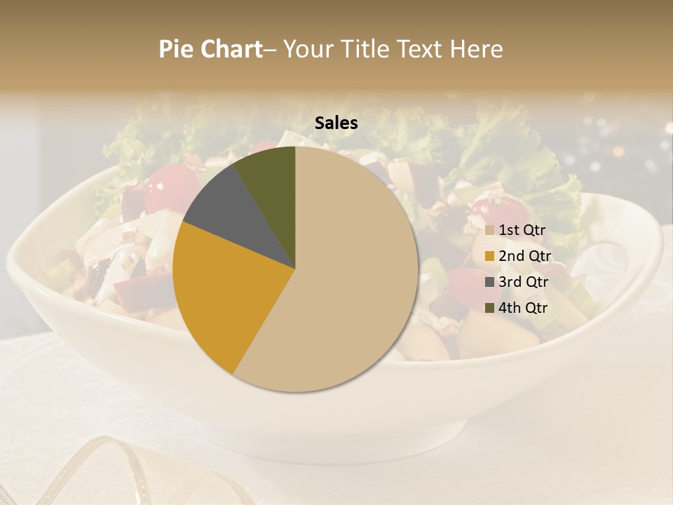 A White Bowl Filled With A Salad On Top Of A Table PowerPoint Template