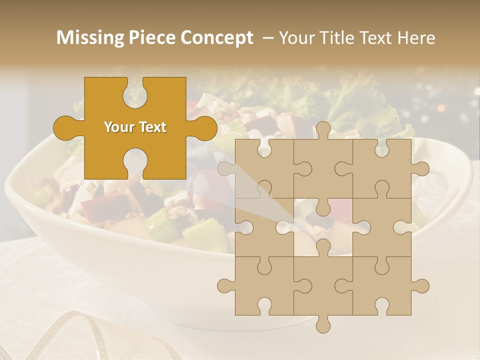 A White Bowl Filled With A Salad On Top Of A Table PowerPoint Template