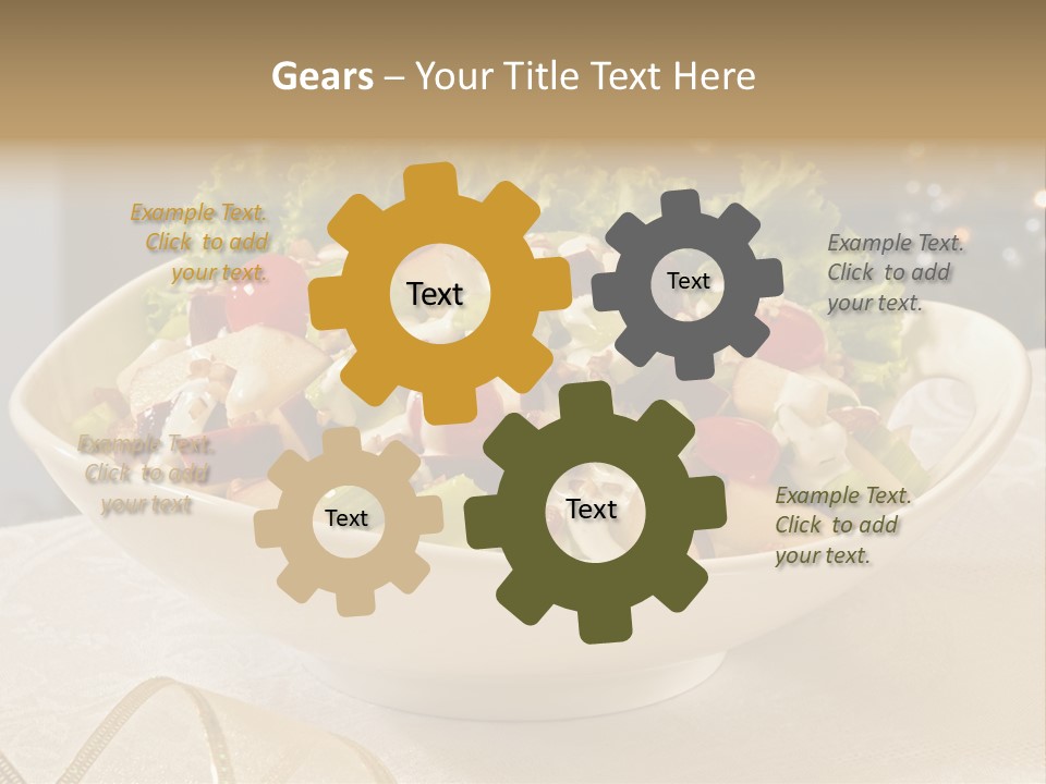 A White Bowl Filled With A Salad On Top Of A Table PowerPoint Template