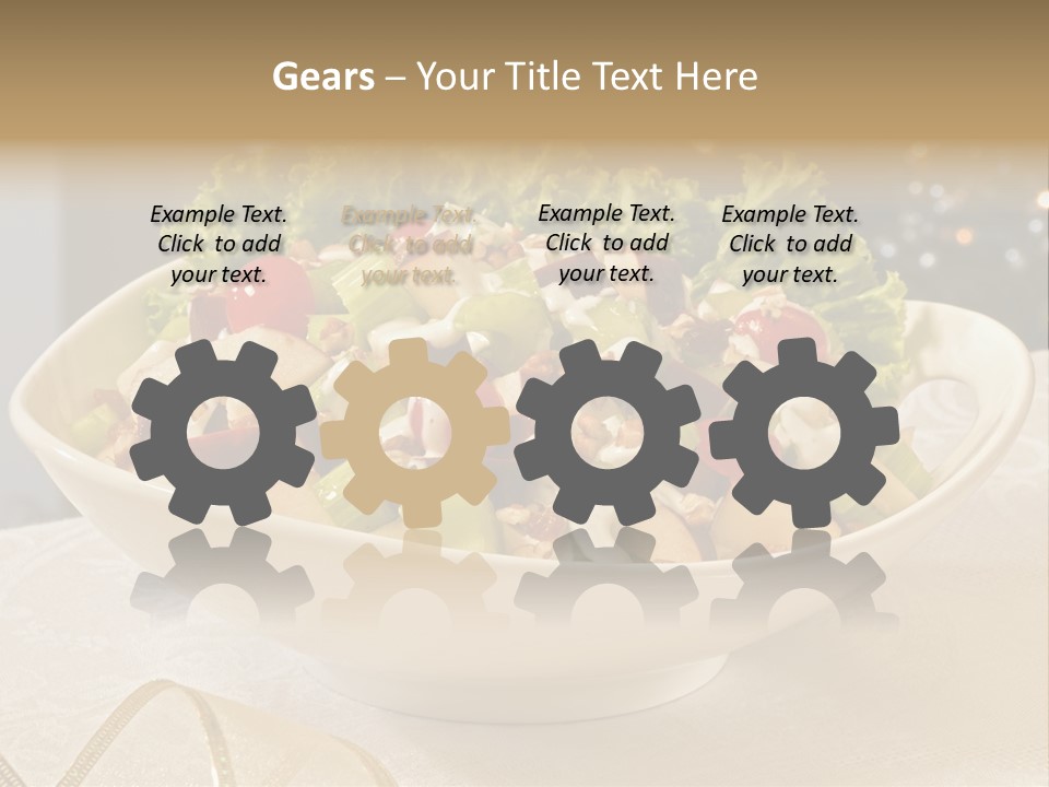 A White Bowl Filled With A Salad On Top Of A Table PowerPoint Template