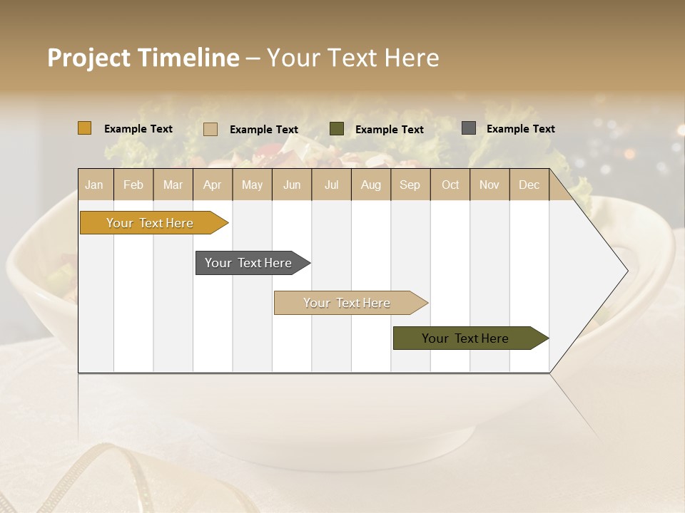 A White Bowl Filled With A Salad On Top Of A Table PowerPoint Template