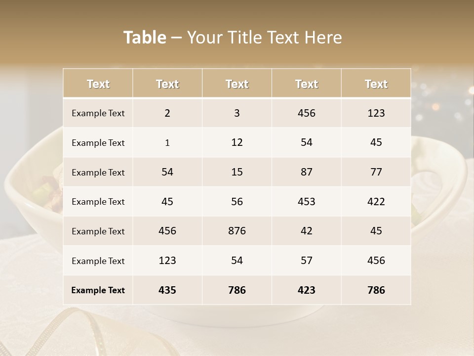 A White Bowl Filled With A Salad On Top Of A Table PowerPoint Template