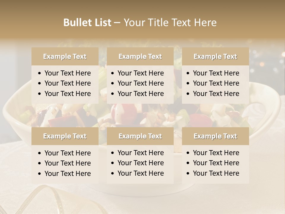 A White Bowl Filled With A Salad On Top Of A Table PowerPoint Template