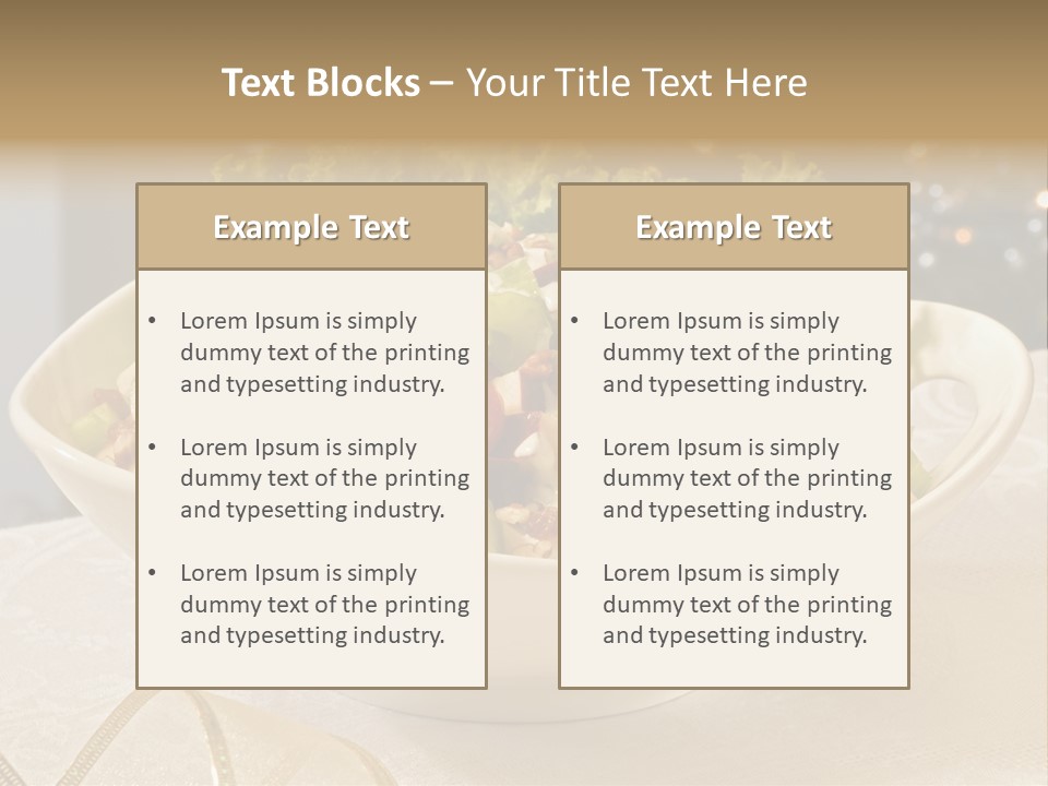A White Bowl Filled With A Salad On Top Of A Table PowerPoint Template