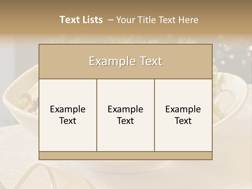 A White Bowl Filled With A Salad On Top Of A Table PowerPoint Template