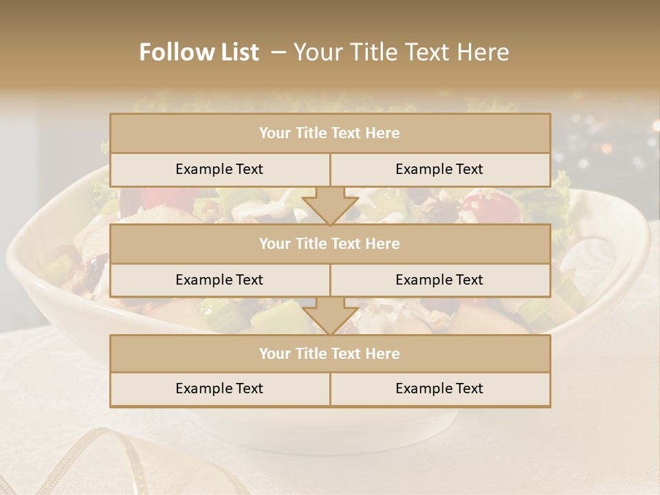 A White Bowl Filled With A Salad On Top Of A Table PowerPoint Template