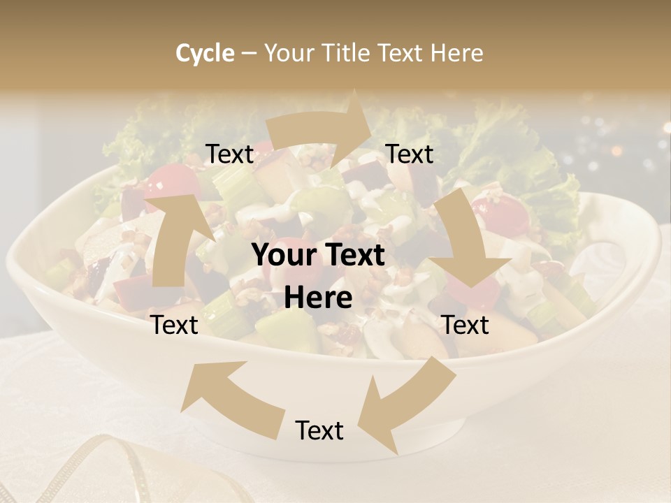 A White Bowl Filled With A Salad On Top Of A Table PowerPoint Template