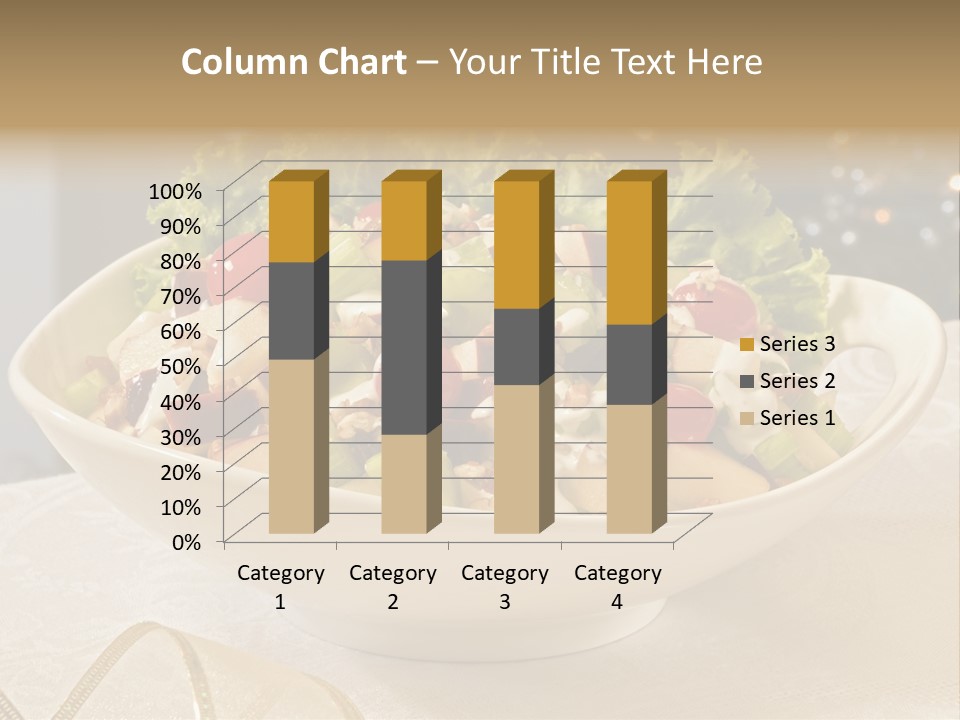 A White Bowl Filled With A Salad On Top Of A Table PowerPoint Template