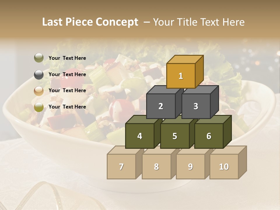 A White Bowl Filled With A Salad On Top Of A Table PowerPoint Template