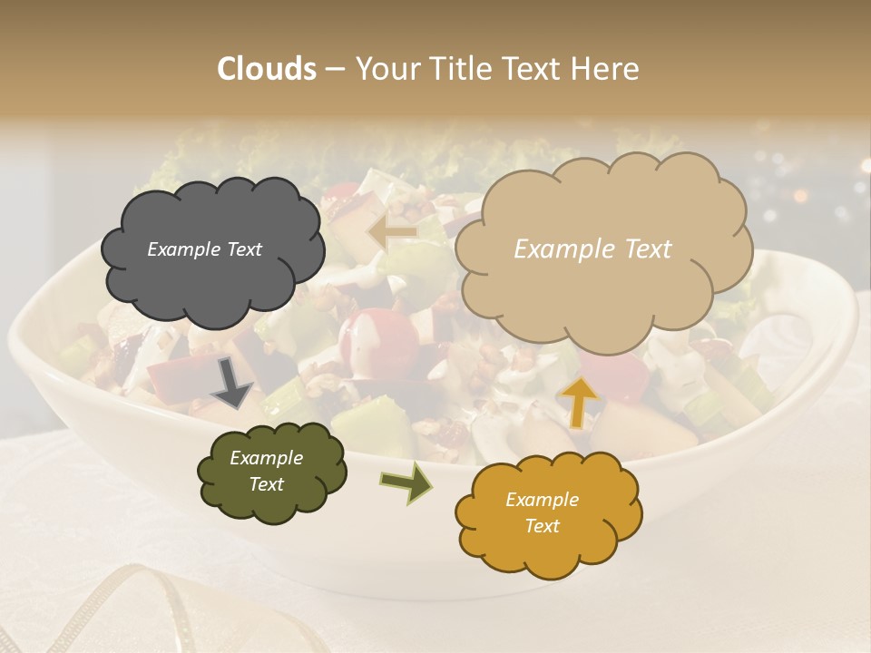 A White Bowl Filled With A Salad On Top Of A Table PowerPoint Template