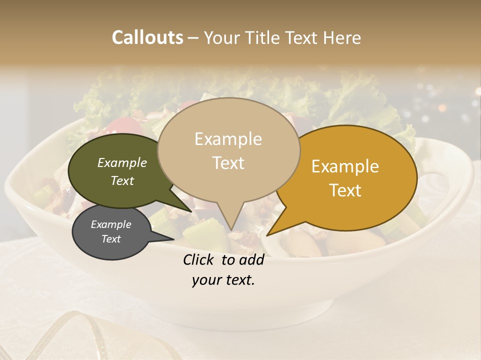 A White Bowl Filled With A Salad On Top Of A Table PowerPoint Template