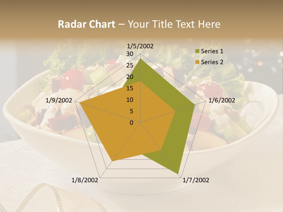 A White Bowl Filled With A Salad On Top Of A Table PowerPoint Template