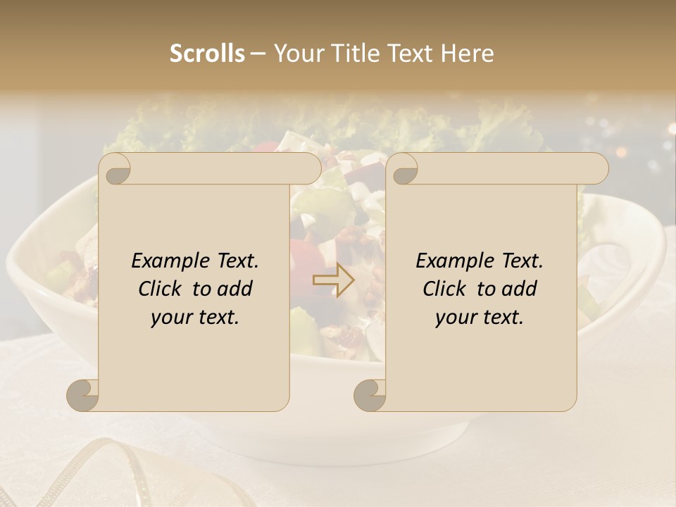 A White Bowl Filled With A Salad On Top Of A Table PowerPoint Template