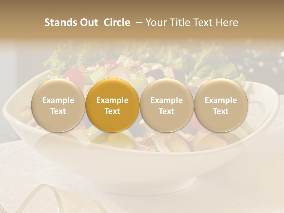 A White Bowl Filled With A Salad On Top Of A Table PowerPoint Template