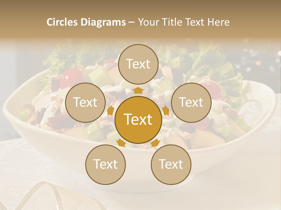 A White Bowl Filled With A Salad On Top Of A Table PowerPoint Template