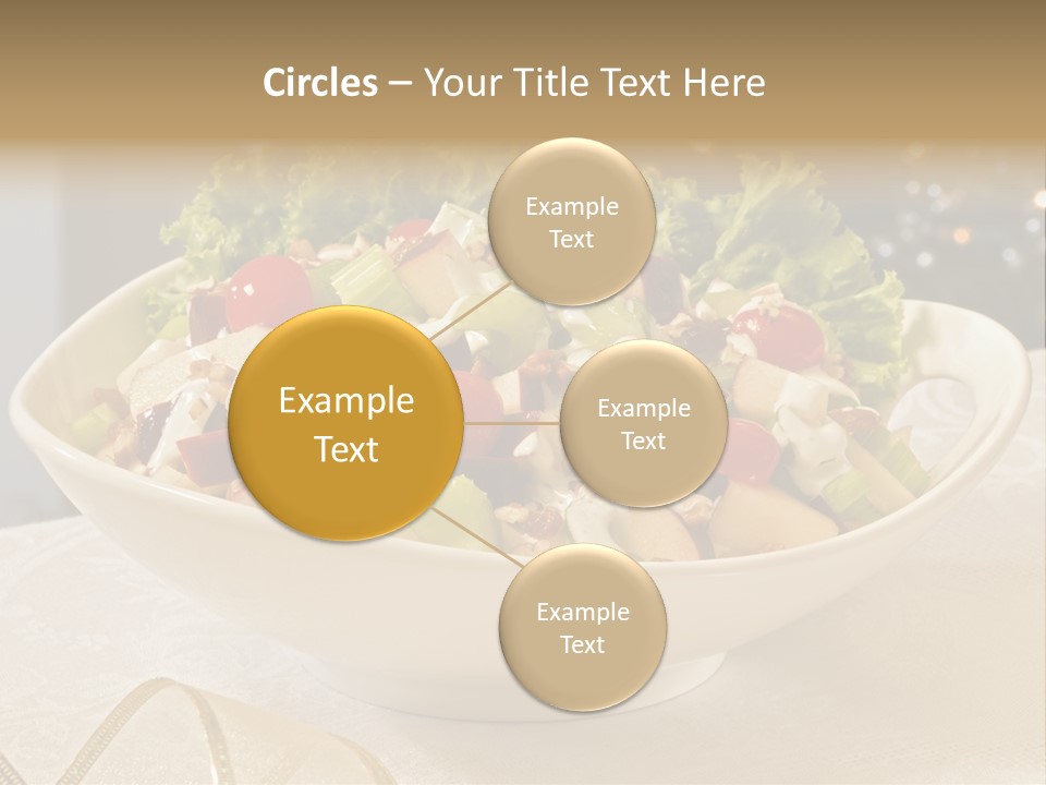 A White Bowl Filled With A Salad On Top Of A Table PowerPoint Template
