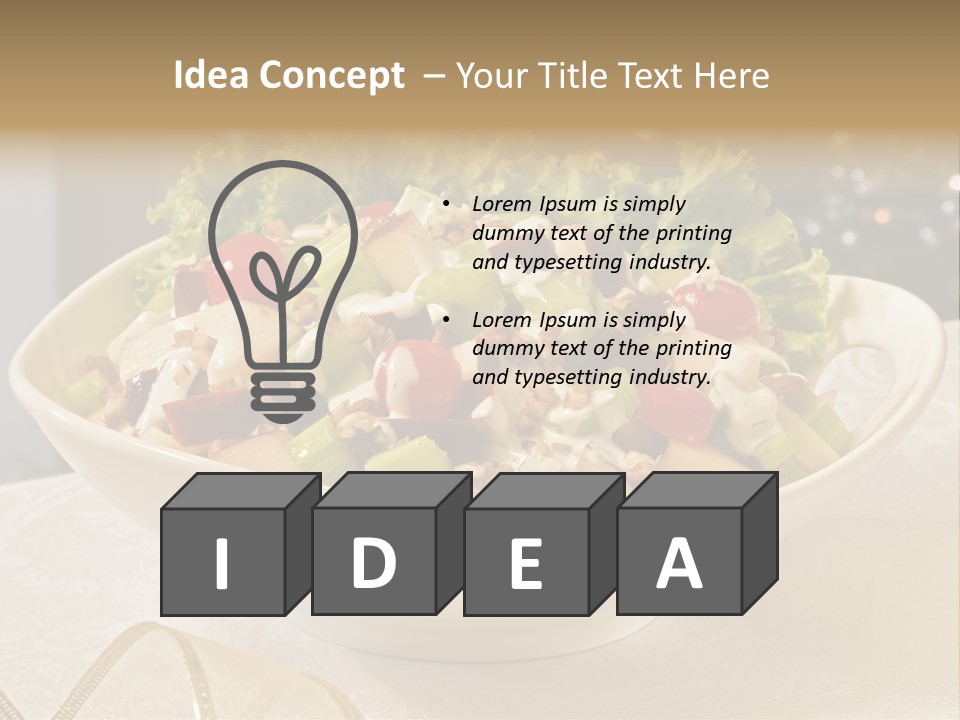 A White Bowl Filled With A Salad On Top Of A Table PowerPoint Template