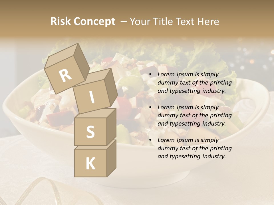 A White Bowl Filled With A Salad On Top Of A Table PowerPoint Template