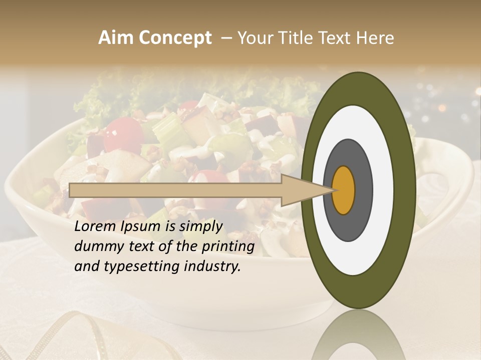 A White Bowl Filled With A Salad On Top Of A Table PowerPoint Template