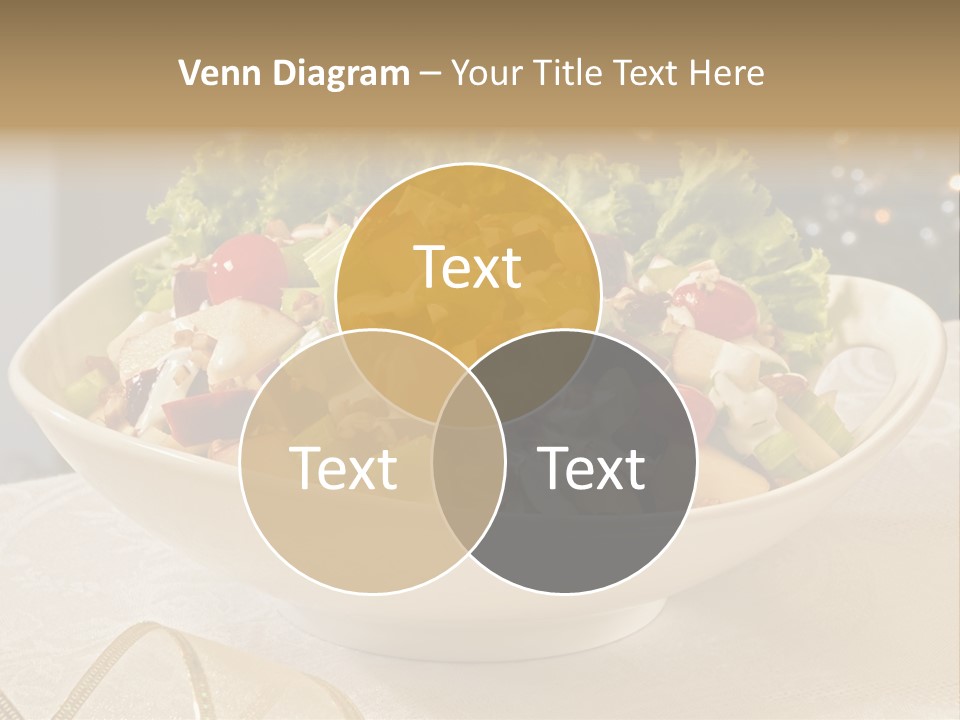A White Bowl Filled With A Salad On Top Of A Table PowerPoint Template