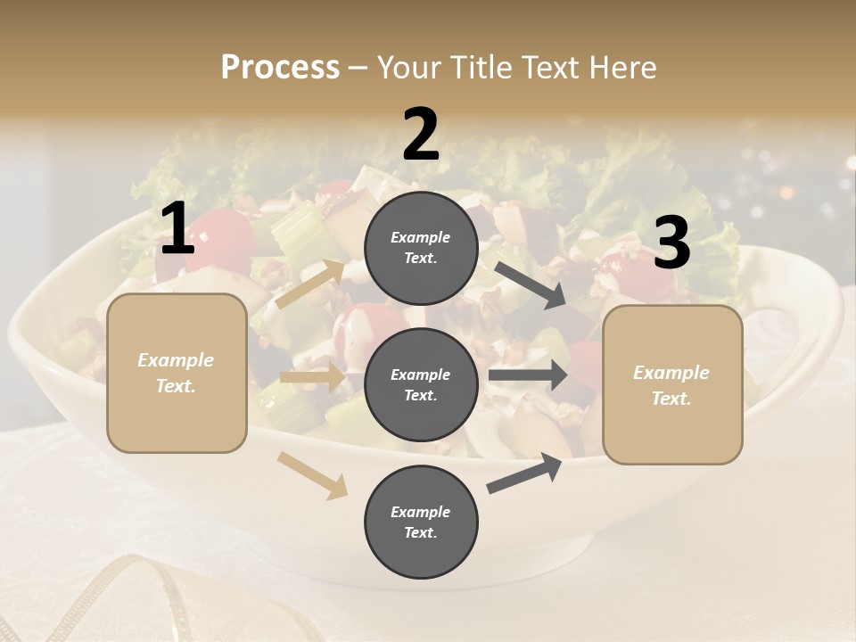 A White Bowl Filled With A Salad On Top Of A Table PowerPoint Template