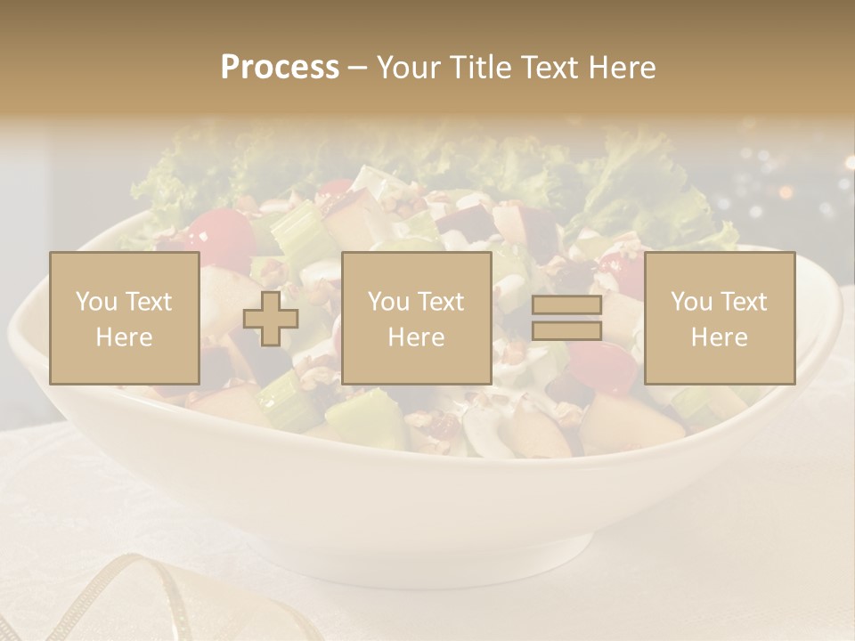 A White Bowl Filled With A Salad On Top Of A Table PowerPoint Template