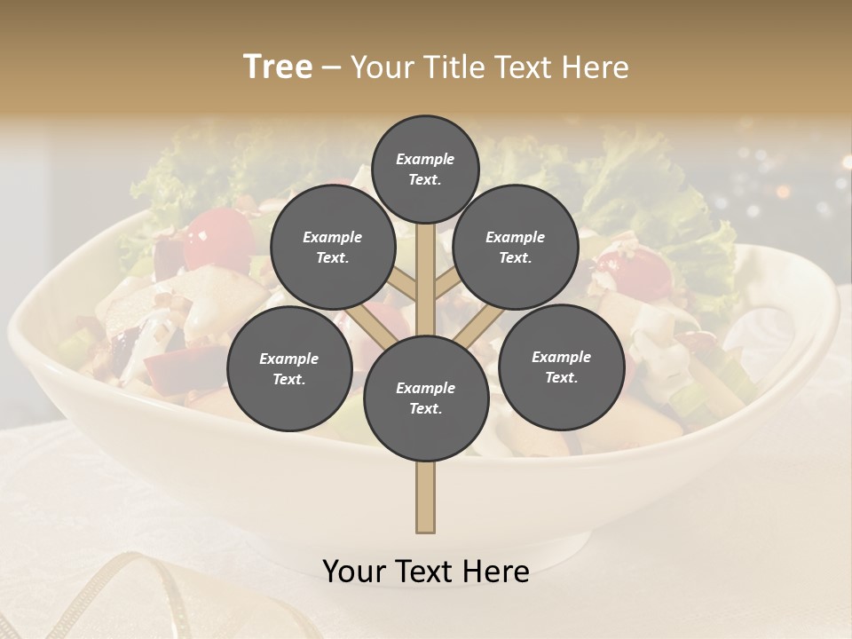 A White Bowl Filled With A Salad On Top Of A Table PowerPoint Template