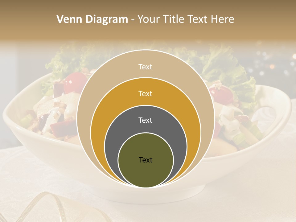A White Bowl Filled With A Salad On Top Of A Table PowerPoint Template